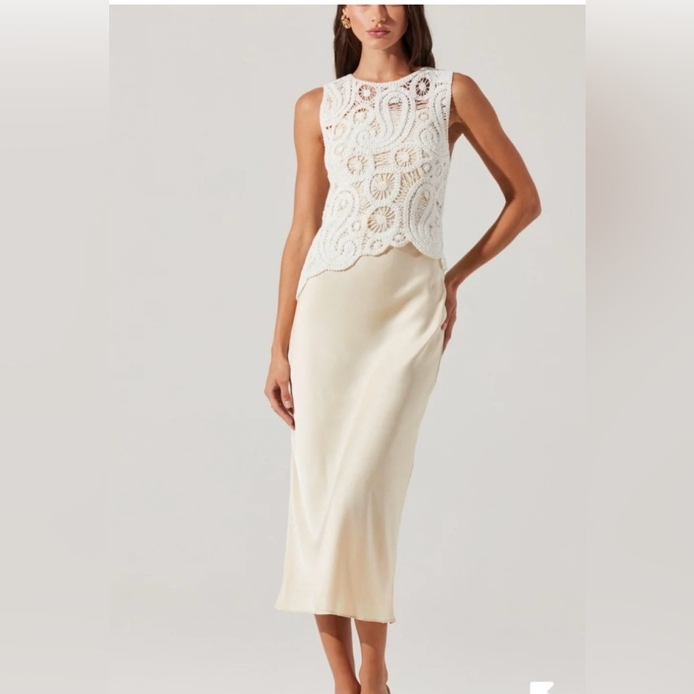 Nwt Astr the Label Martina Crochet layer top